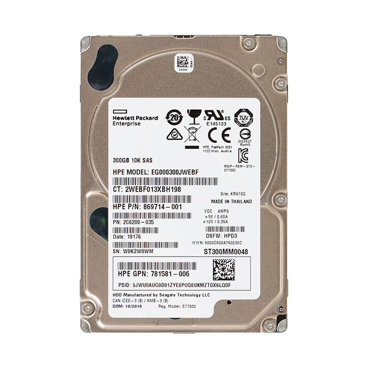 HP 300GB 10000RPM SAS 12Gb/s Dual Port Hot-Swappable 2.5-inch Hard Drive